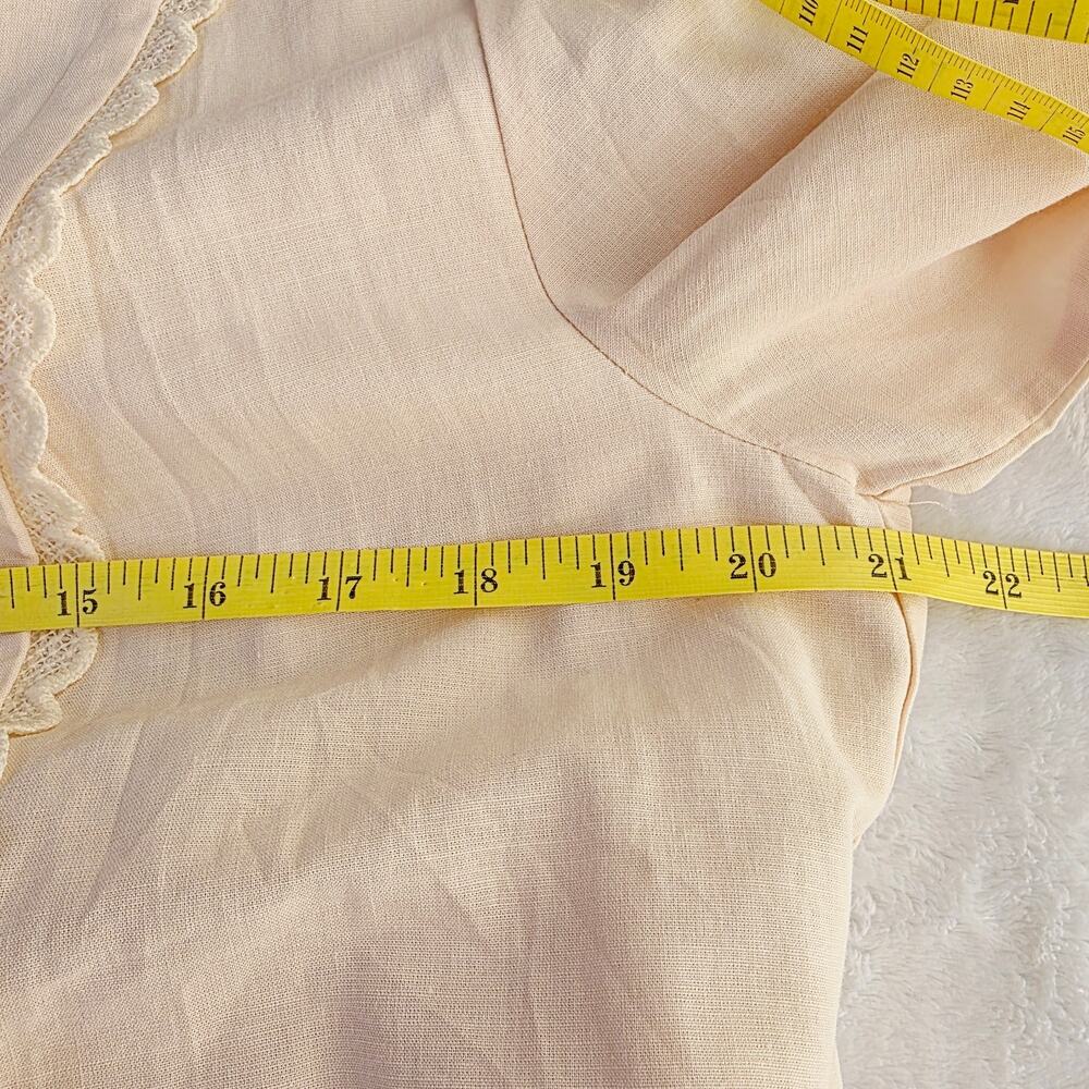 New MEROKEETY Midi Dress Medium Cream Tie Waist Bell Sleeve Cottagecore Milkmaid - Picture 11 of 13